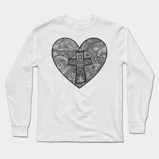 A heart with a cross inside, a description of the way of the Savior Jesus Christ Long Sleeve T-Shirt